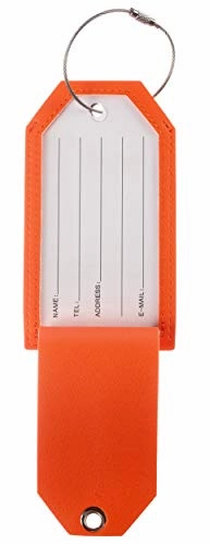 Toughergun Initial Letter Luggage Tag Leather with Full Privacy Cover and Travel Bag Tag Orange 1 pcs Set(K)
