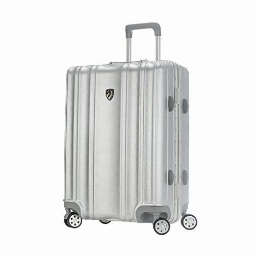 TPRC 2 Piece "Donna Collection" Surdy Aluminum Frame, WIDE-BODY, Color-Coordinated Accented Luggage with Dual TSA Locks Includes 28" Suitcase and 20" Carry-On Luggage, Silver Color Option