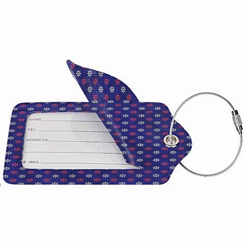 Travel Baggage ID Identifiers Label, Printed Luggage Tag, Bag Case Holder Ships Wheel Cruise Voyage Ocean (1,2 & 4 Pack)
