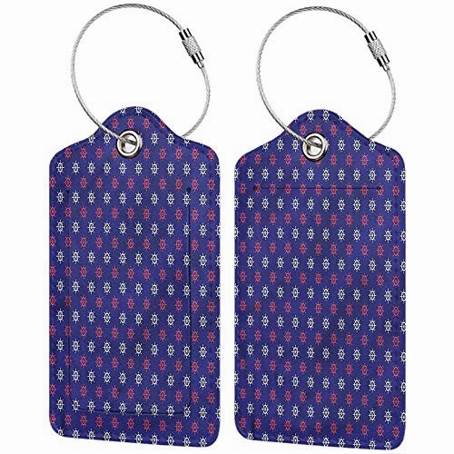Travel Baggage ID Identifiers Label, Printed Luggage Tag, Bag Case Holder Ships Wheel Cruise Voyage Ocean (1,2 & 4 Pack)