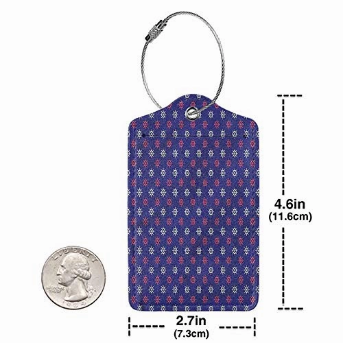 Travel Baggage ID Identifiers Label, Printed Luggage Tag, Bag Case Holder Ships Wheel Cruise Voyage Ocean (1,2 & 4 Pack)
