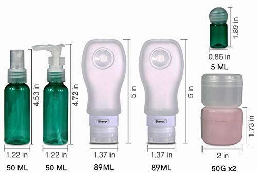 Travel Bottles, Squeezable Silicone Leakproof Travel Containers with Labels and Suction Pad, TSA Approved Travel Tube Sets for Toiletries and Cosmetics with Clear Toiletry Bag & Spray Bottles 9 Pack