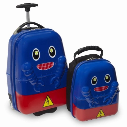 Travel Buddies Rusty Robot Luggage, Blue, Red, Yellow