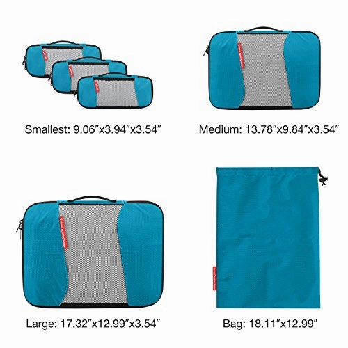 Travel Packing Cubes, Gonex Luggage Organizers L M 3XS Laundry Bag Blue