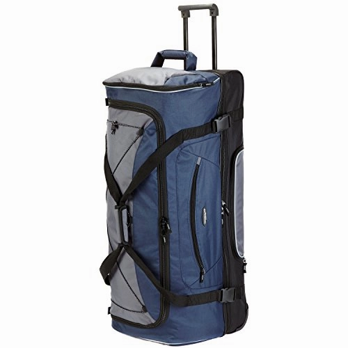 Travelers Club 36" ADVENTURE Double Packing Compartment Rolling Duffel, Navy with Gray Color Option