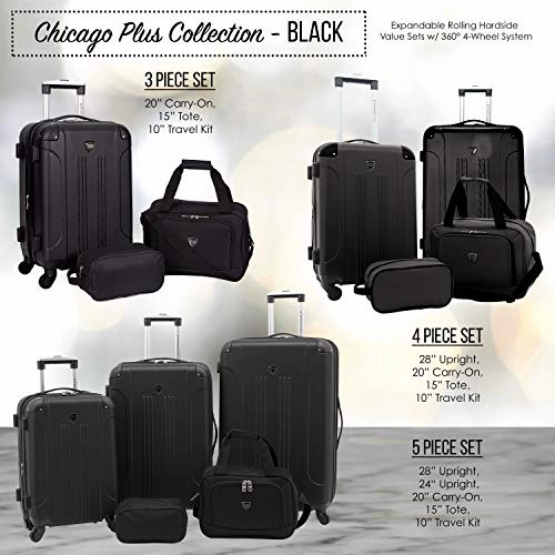 Travelers Club Sky  Luggage Set, Black, 5 Piece