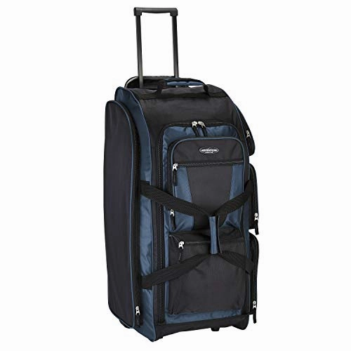 Travelers Club Xpedition 30 Inch Multi-Pocket Upright Rolling Duffel Bag, Rivera Blue, 30-Inch
