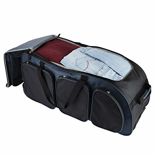 Travelers Club Xpedition 30 Inch Multi-Pocket Upright Rolling Duffel Bag, Rivera Blue, 30-Inch