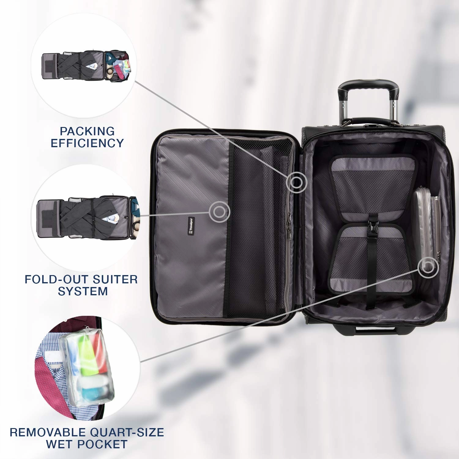 Travelpro Crew Expert Max Carry-on Expandable Rollaboard, Jet Black