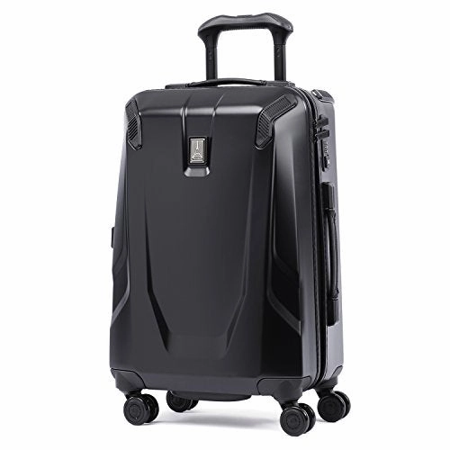 Travelpro Luggage Crew 11 21" Carry-on Slim Hardside Spinner w/USB Port, Obsidian Black/Blue Interior