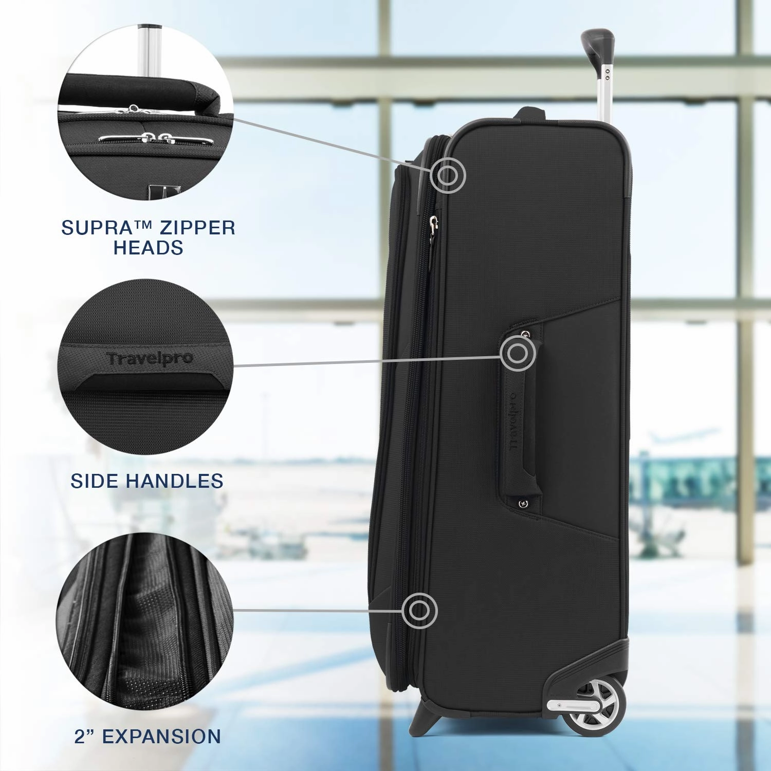 Travelpro Luggage Expandable Checked-Medium, Black