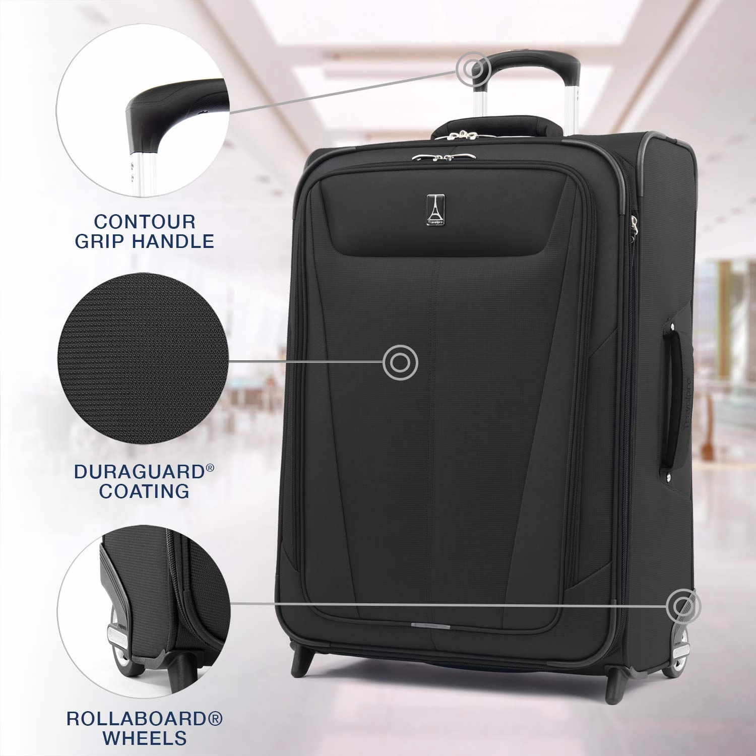 Travelpro Luggage Expandable Checked-Medium, Black