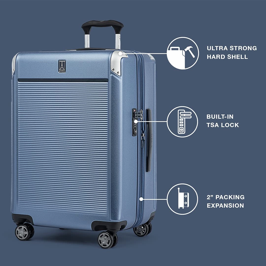 Travelpro Platinum Elite Checked Medium 25-Inch Hardside Expandable Spinner Wheel Luggage TSA Lock Hard Shell Polycarbonate Suitcase