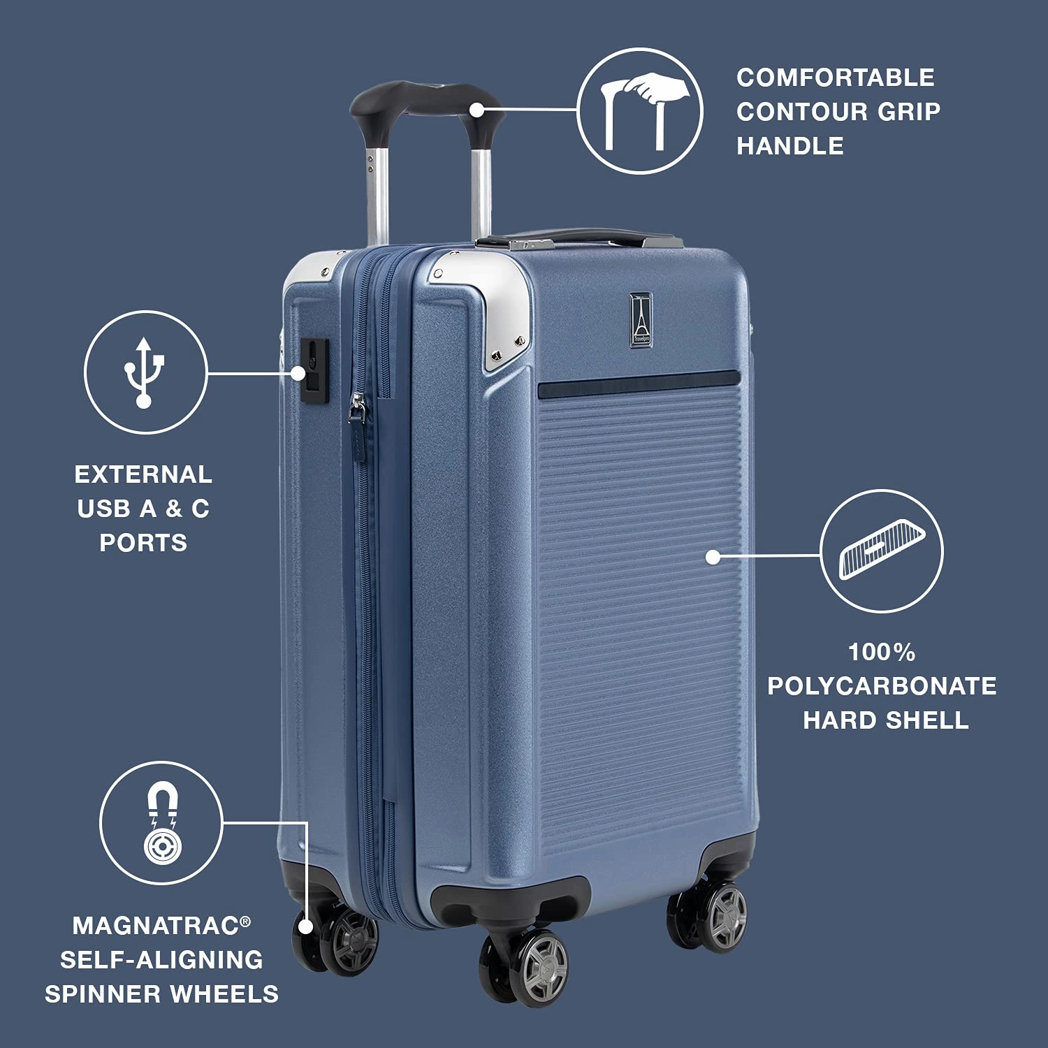 Travelpro Platinum Elite Hardside Expandable Spinner Wheel Luggage TSA Lock Hard Shell Polycarbonate Suitcase, Compact Carry on 20-Inch