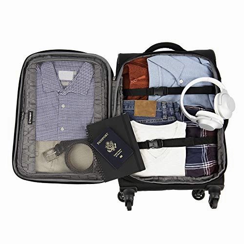 Travelpro TourGo Carry on and Checked Medium Spinner Luggage Set, Black