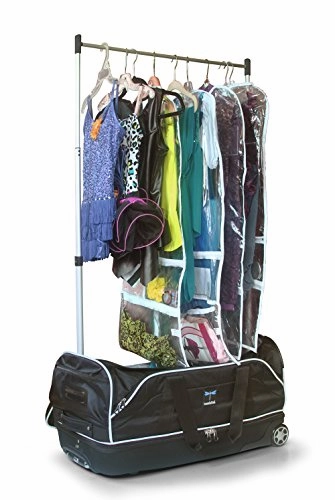 Travolution 28?Wheeled Drop-Bottom Duffel With Garment Rack With Pink Trim, Black With Pink Trim