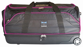 Travolution 28?Wheeled Drop-Bottom Duffel With Garment Rack With Pink Trim, Black With Pink Trim