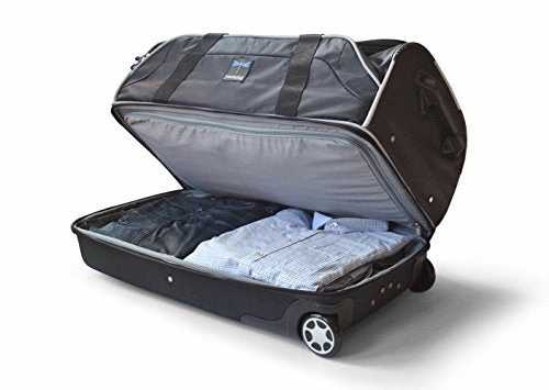 Travolution 28?Wheeled Drop-Bottom Duffel With Garment Rack With Pink Trim, Black With Pink Trim