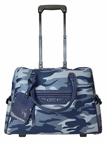 Trendy Flyer 20"L Computer/Laptop Bag Tote Duffel Rolling Wheel Case Purse Carry Camo Blue