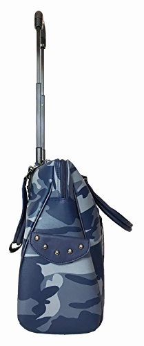 Trendy Flyer 20"L Computer/Laptop Bag Tote Duffel Rolling Wheel Case Purse Carry Camo Blue