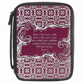 True Noble Admirable Burgundy Damask Medium 9 X 6.5 Inch Vinyl Womens Bible Cover Case