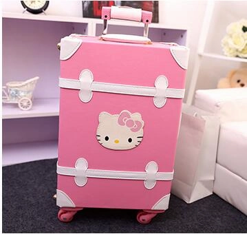 Trvael Tale 20" 22" 24 Inch Pu Leather Retro Cute Suitcase Hello Kitty Trolley Travel Luggage Set