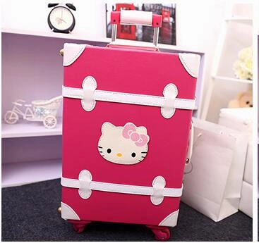 Trvael Tale 20" 22" 24 Inch Pu Leather Retro Cute Suitcase Hello Kitty Trolley Travel Luggage Set