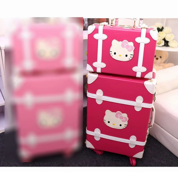 Trvael Tale 20" 22" 24 Inch Pu Leather Retro Cute Suitcase Hello Kitty Trolley Travel Luggage Set
