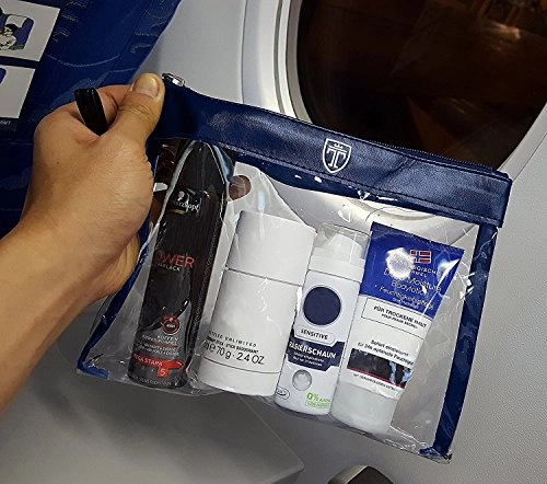 TSA Approved Clear Toiletry Bag with 7 Bottles (max.3.38oz) | Liquid Travel Set | Transparent