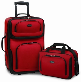 U.S. Traveler  Rio 2-Piece Expandable Carry-On Luggage Set In Red