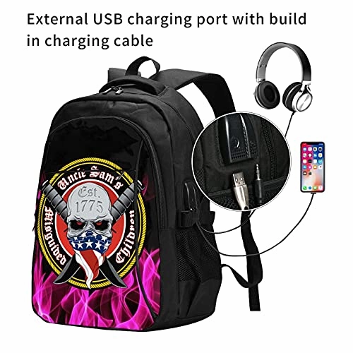 Uncle Sam'S Misguided Children Usb Charging Port,Travel Backpack Laptop Backpack For Women Men, College School Backpack Bookbag Carry On Bag For Office/Teacher/Work