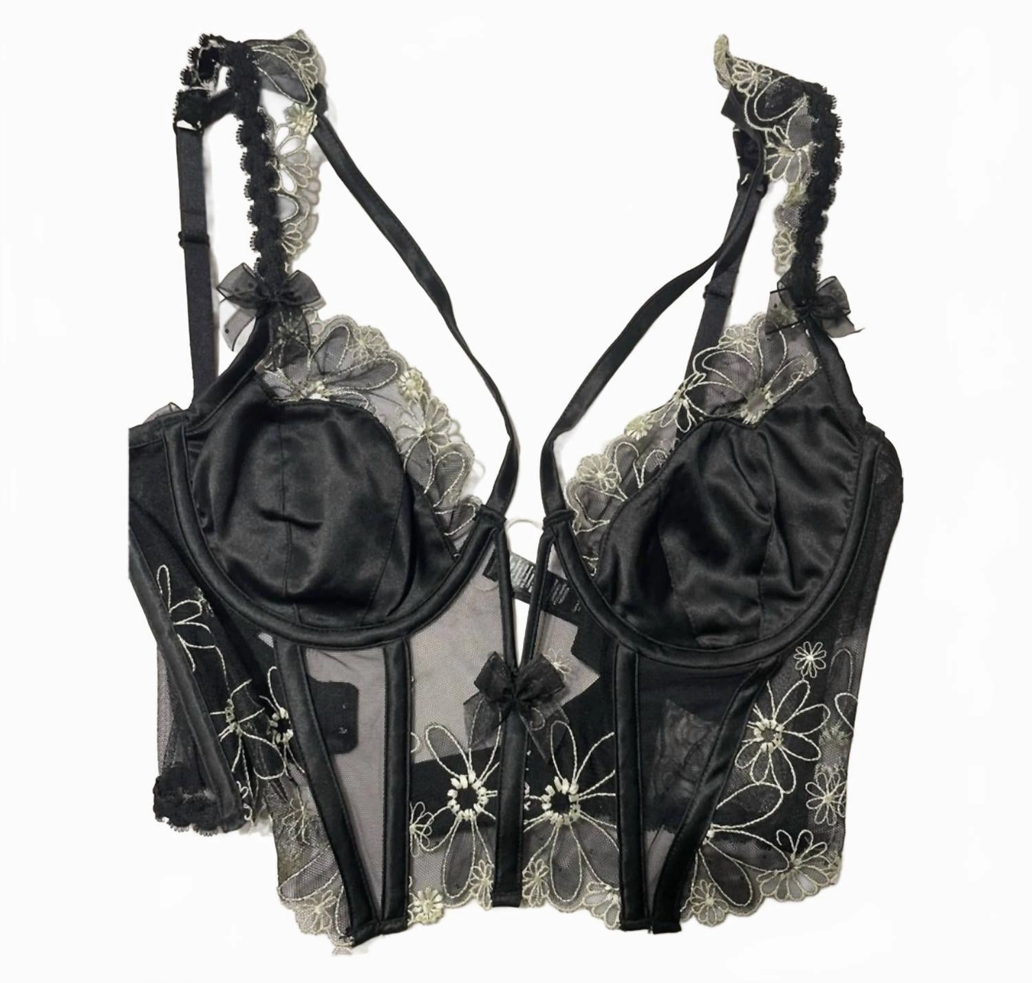 Underwire Bustier Daisy Print In Black