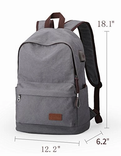 Upoalker Canvas Backpack With Usb Charging Port For School Bookbag Travel Daypack For Fits Up To