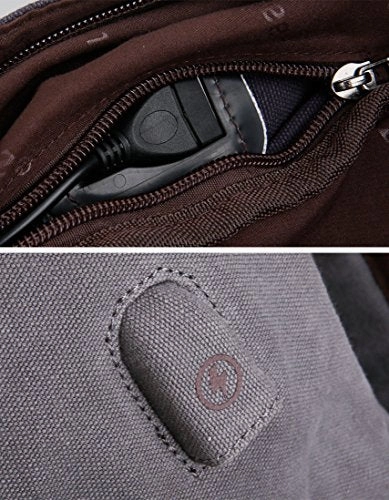 Upoalker Canvas Backpack With Usb Charging Port For School Bookbag Travel Daypack For Fits Up To