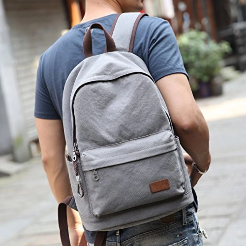 Upoalker Canvas Backpack With Usb Charging Port For School Bookbag Travel Daypack For Fits Up To