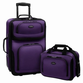 Us Traveler  Rio Two Piece Expandable Carry-On Luggage Set, Purple, One Size