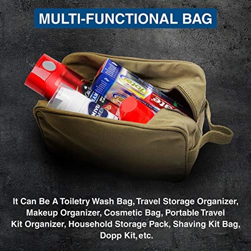 USMC United States Marine Corps Text Canvas Shower Kit Travel Toiletry Bag Case in Olive & Black