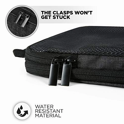 VASCO Compression Packing Cubes for Travel  Premium Set of 4 Luggage Organizer Bags (S 2M L) Black
