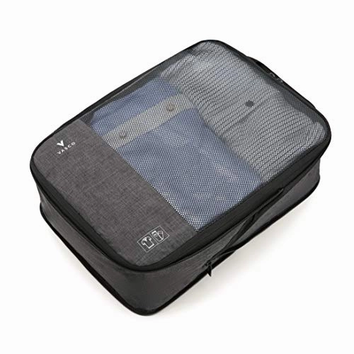 VASCO Compression Packing Cubes for Travel  Premium Set of 4 Luggage Organizer Bags (S 2M L) Black