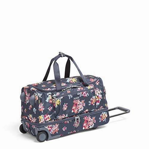 Vera Bradley Lighten Up Foldable Rolling Duffel, Tossed Posies