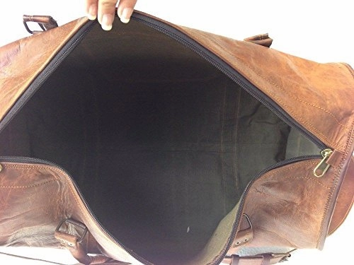 Vintage Leather 24 Inch Square Duffel Travel Gym Sports Overnight Weekend Leather Bag