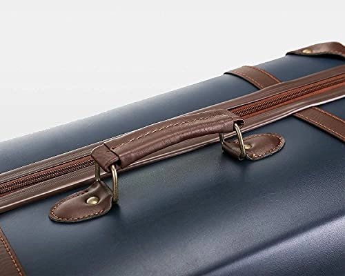 Vintage Luggage Carryon Suitcase Travel - HoJax Classic Trolley Luggage with Spinner Wheels, TSA Lock, Lightweight, 20 inch, Navy Blue