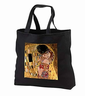 VintageChest  Masterpieces - Gustav Klimt - The Kiss - Tote Bags - Black Tote Bag 14w x 14h x 3d
