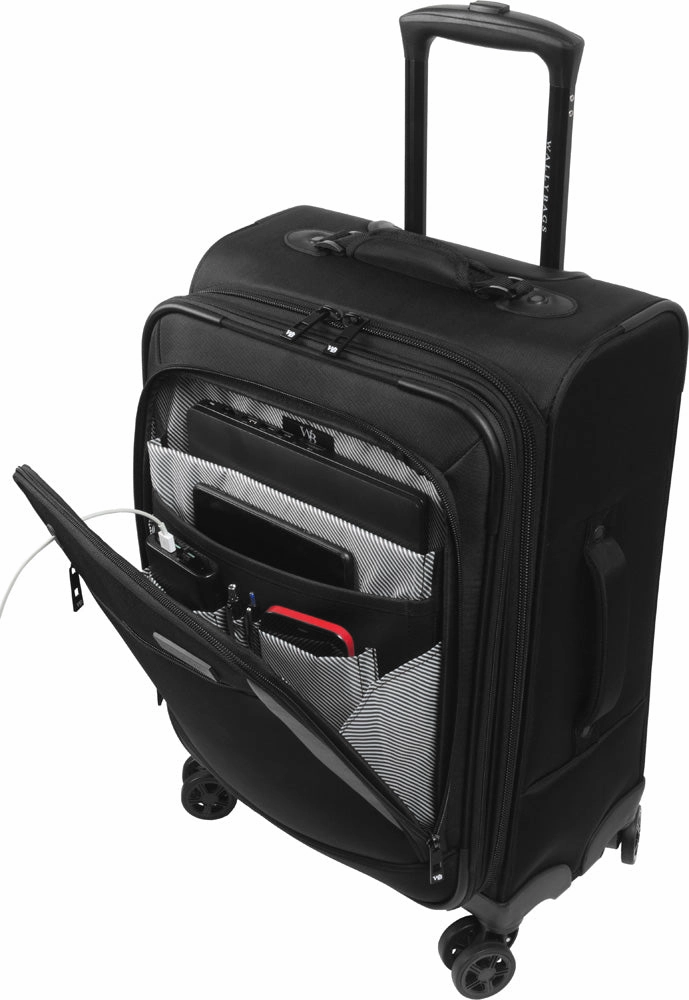 WallyBags Solutions 20 Expandable Spinner Carry-On with Padded Electronics Pockets
