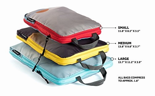 Well Traveled Compression Packing Cubes Set Travel Organizer Compression Pouches
