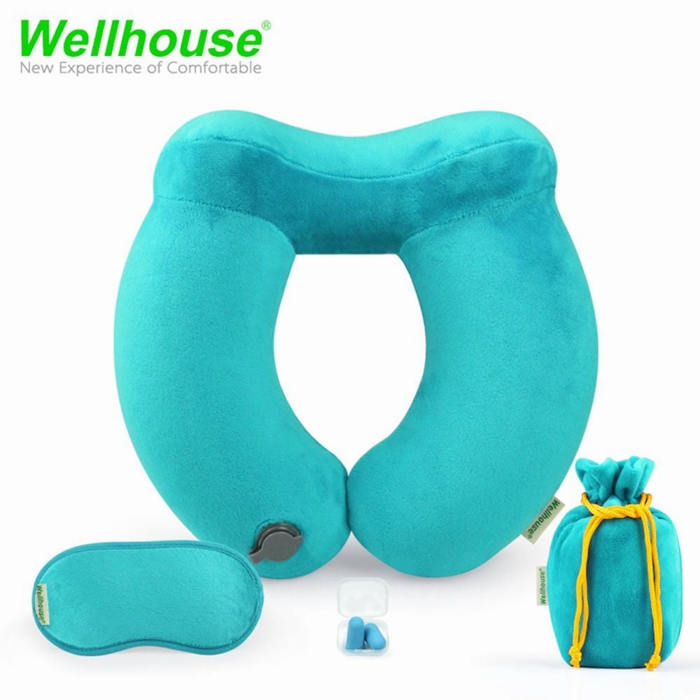 Wellhouse Set Of 4 Inflatable U Shape Neck Pillow Detachable Neck Cushion Kit Washable & Portable