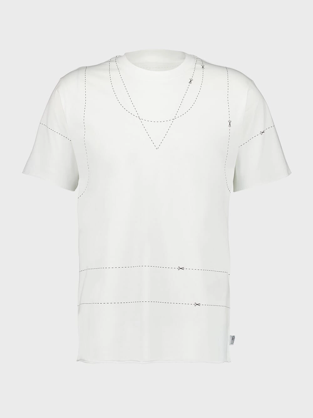 White T-shirt With Seam Line Print Tops Mens - flannel shirts