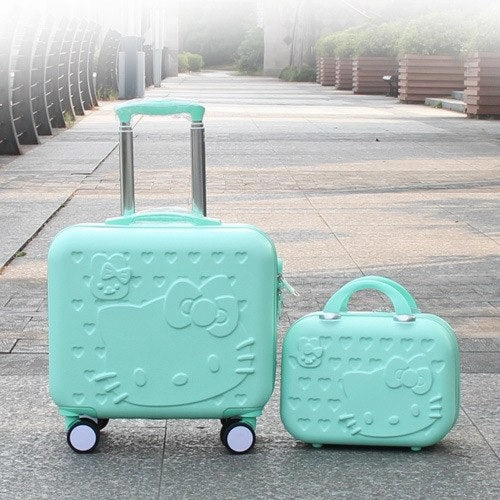 Wholesale!12 16Inches Lovely Hello Kitty Travel Luggage Bags Set For Girls,Pink Korea Fashion Abs