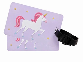 Wildkin Kids Luggage Tags for Boys and Girls, Includes 2 Matching Bag Tags and Removable Information Card, Perfect Size for Attaching to Suitcases, Backpacks and Duffle Bags, Olive Kids (Unicorn)