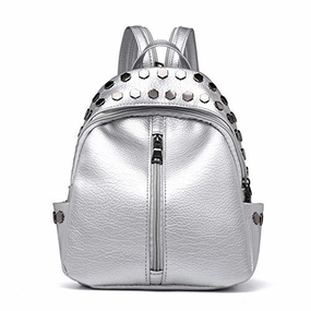 Women Kids Mini Rivets Waterproof Leather Backpack Casual Daypack Shoulder Bag